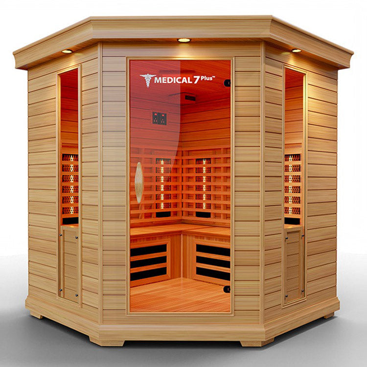 Experience the ultimate in pain relief with our Medical 7 Plus Infrared Sauna from Medical Sauna. Its advanced infrared technology promotes better blood flow throughout your body, providing a truly rejuvenating and therapeutic experience.