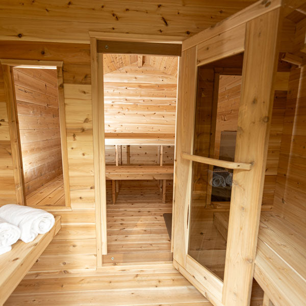 An Eastern White Cedar Dundalk Canadian Timber CT Georgian Cabin Sauna with Changing Room from Dundalk LeisureCraft.