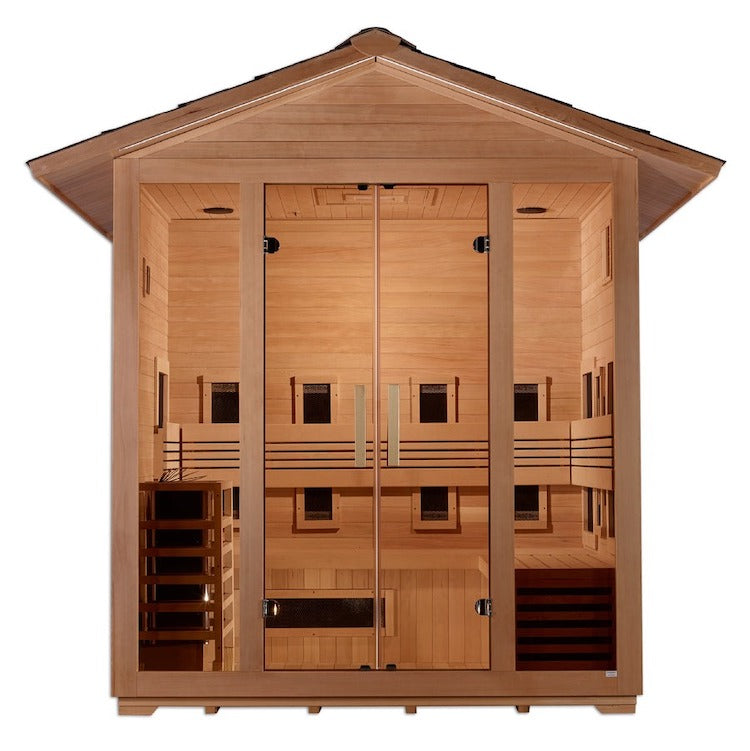Golden Designs Sauna "Gargellen" 5 Person Hybrid Outdoor Sauna.