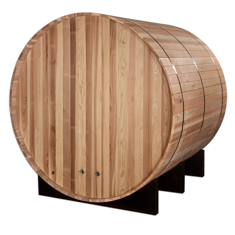 golden designs "arosa" 4 person barrel traditional steam sauna.