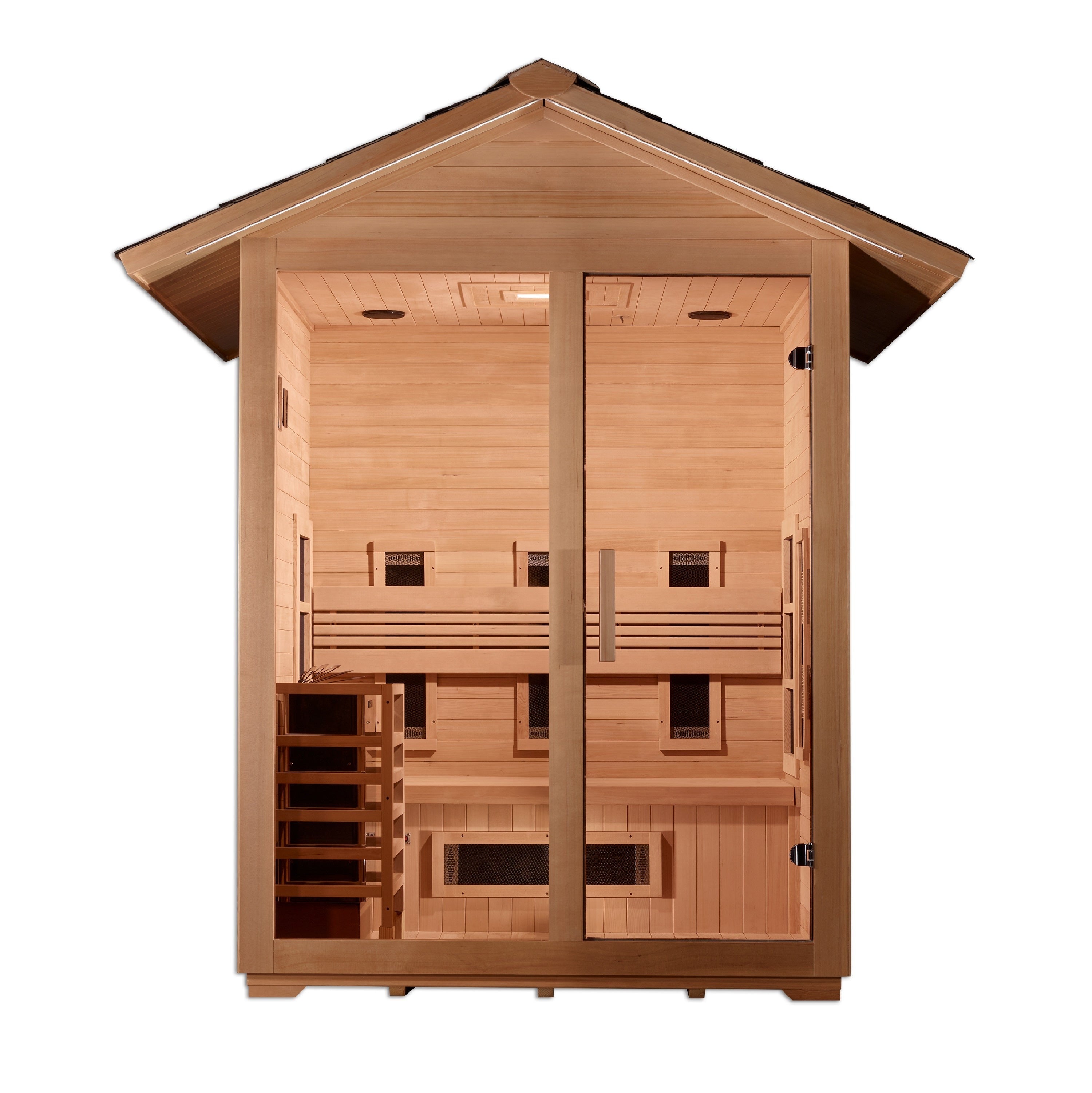 Golden Designs Sauna "Carinthia" 3 Person Hybrid outdoor sauna.