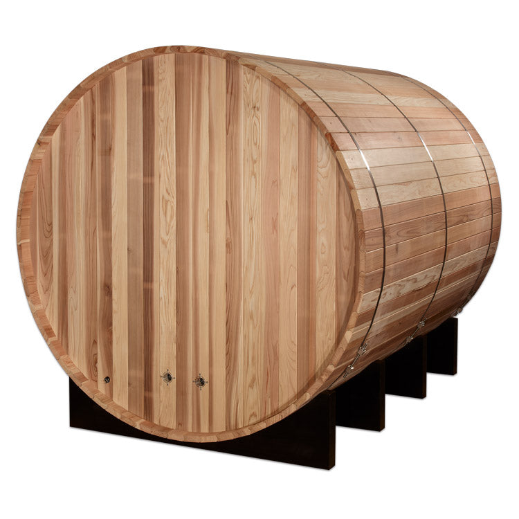 golden designs traditional Sauna "Klosters" 6 Person Barrel sauna.