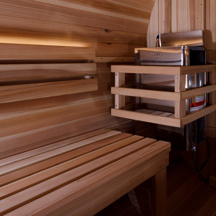golden designs dynamic sauna "St. Moritz" 2-Person Barrel Steam Sauna.