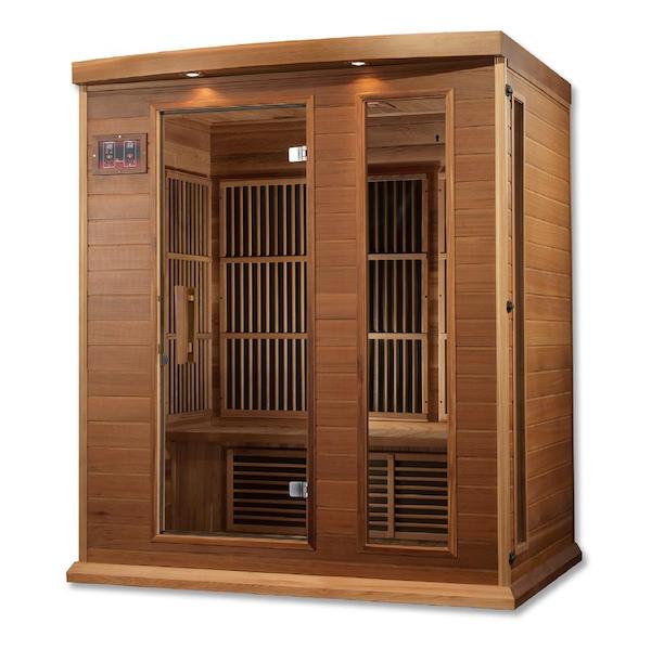 Experience the ultimate relaxation and detoxification with the Maxxus 3-Person Low EMF FAR Infrared Sauna (Canadian Red Cedar). Crafted from reforested Canadian Hemlock wood, this wooden infrared sauna not only...