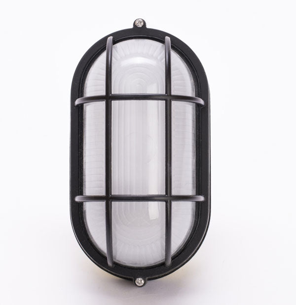 A Dundalk LeisureCraft Electric Sauna Light with a black frame and white glass.