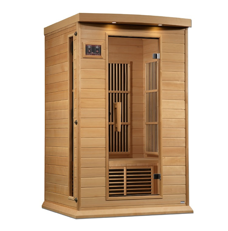 Enhance your relaxation routine with a Maxxus Saunas 2-Person Near Zero EMF FAR Infrared Sauna (Canadian Hemlock). Crafted from high-quality wood, this near zero EMF sauna provides an optimal environment for ultimate rejuvenation and detoxification.