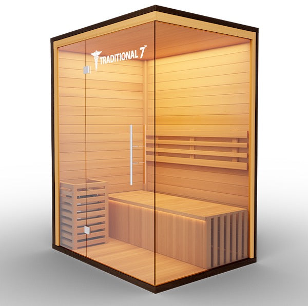 A Medical Sauna Traditional Sauna with a wooden door offering health benefits.