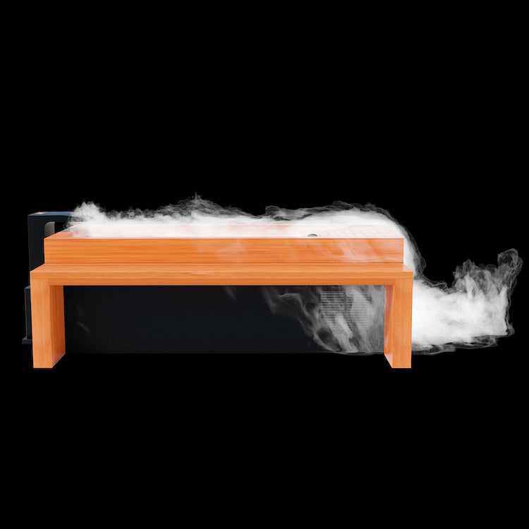 A bench with smoke coming out of it, used for Medical Sauna therapy. (Replace product) A bench with smoke coming out of it, used for Medical Frozen 3 Cold Plunge therapy from the brand Medical Sauna.